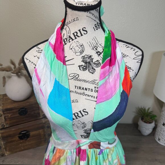 Mara Hoffman Swim Miami Halter Cutout Midi Dress  Floral Size M Resort Wear - Picture 4 of 12